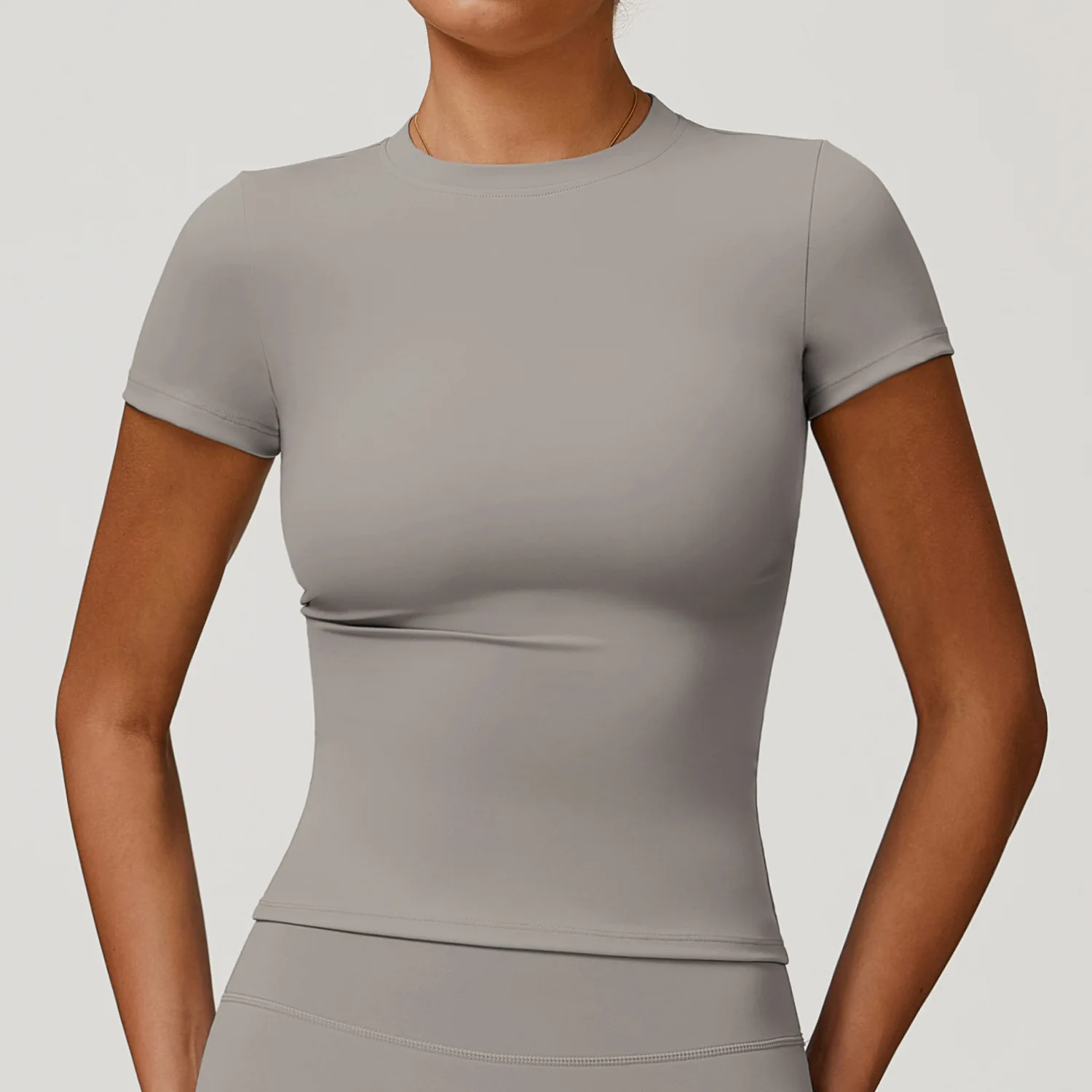 Spring T-shirt Quick-dry Yoga Wear Spandex/Nylon Tight-fitting Solid Short-sleeve Fitnes preview