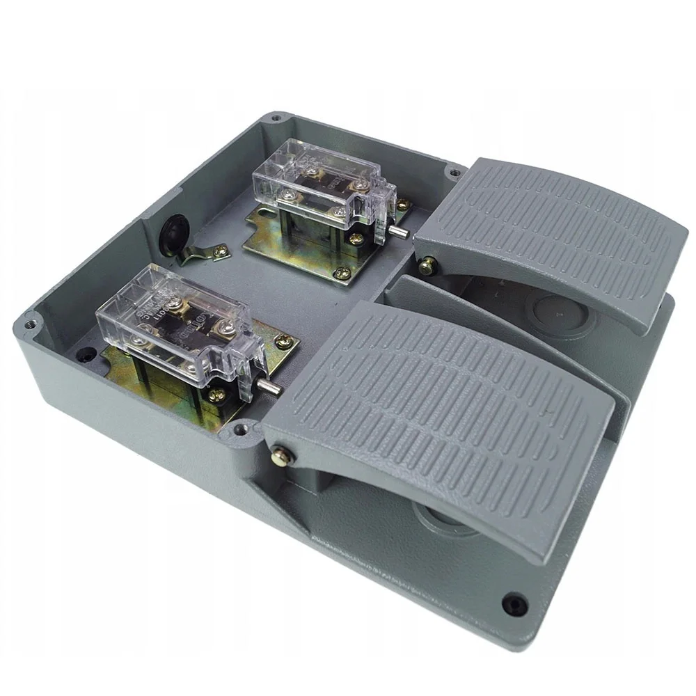 Interruttore A Pedale Doppio YDT1-18 - Alluminio, AC380V/DC220V, 10A, IP62, Antiscivolo