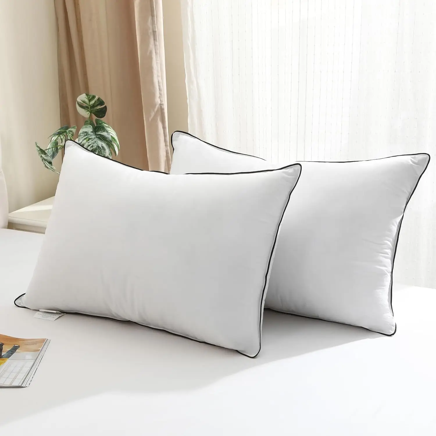 OCS OEKO RDS 20x30'' 233TC Organic Cotton Fabric 1000g 85% Duck Feather 15% Duck Down Filling Bed Neck Sleep Soft White Pillow