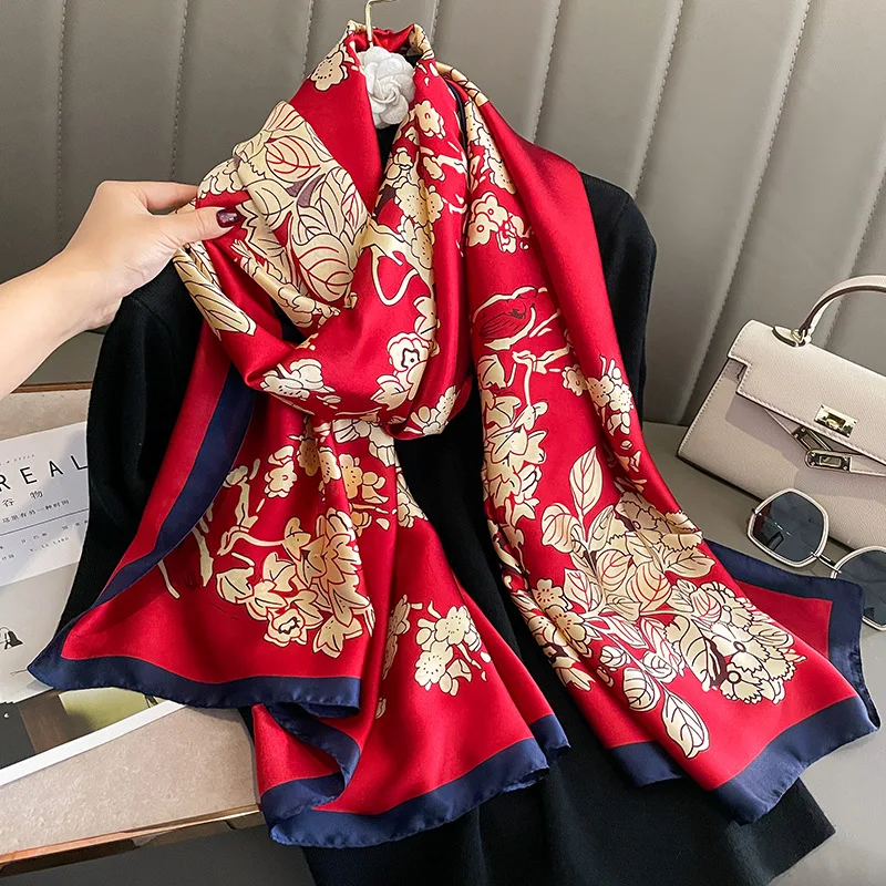 Manufacturing 2023 Latest Fashion Dubai Silk Scarf Bandana Bright Color ...