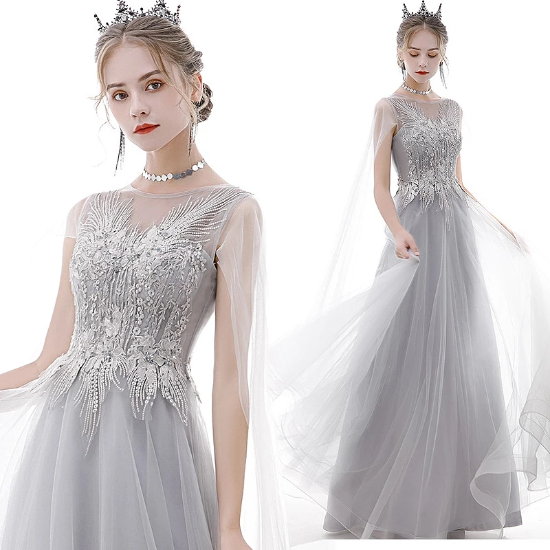 Silver Gray Bridesmaid Dresses Shawl 