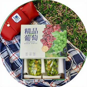High-End Jufeng Summer Black Sunshine Rose Gift Box Two Strings Printed in Jasmine Red Empty Fruit Carton Embossing Handling