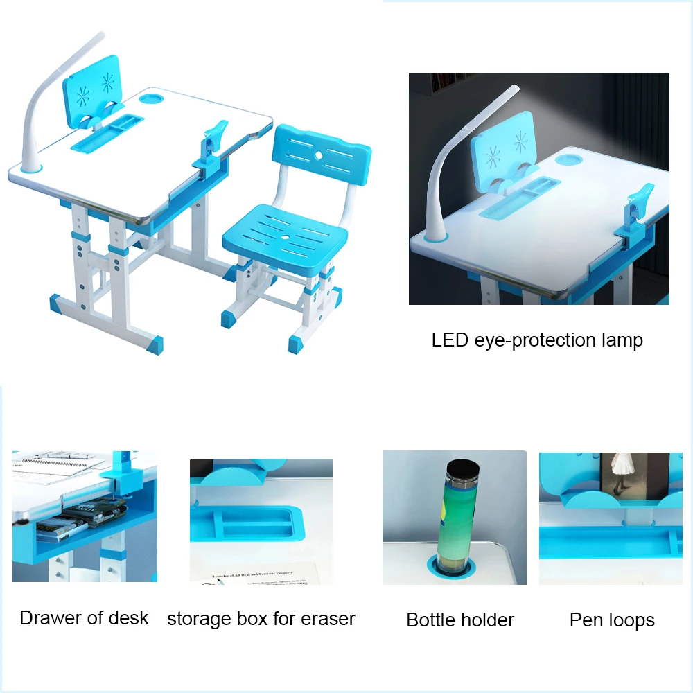 Ergonomic Adjustable Height Children's Study Table And Chair Set With