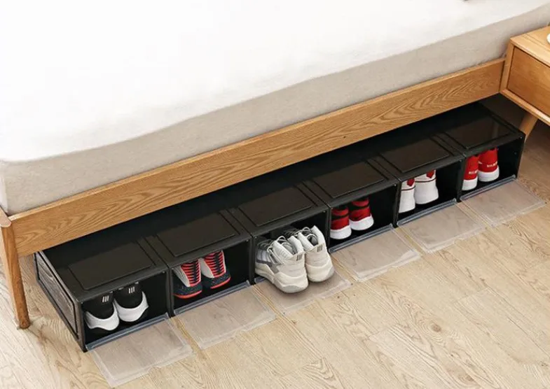 Shoe Organizer Stackable Drop Front Shoe Box With Clear Door Shoe ...