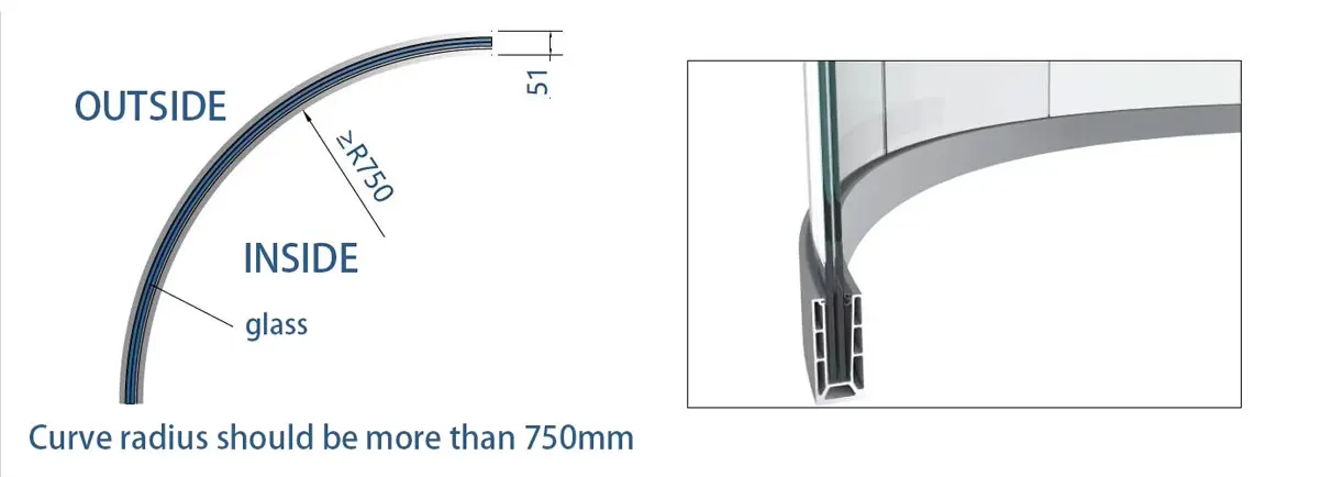 Modern Aluminum Groove Staircase U Channel Glass Railing