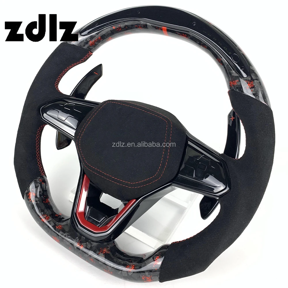 2019 2020 2021 2022 2023 for Volkswagen VW Golf MK8 Golf 8 Customized LED Forged Carbon Fiber Steering Wheel with Shift Paddle