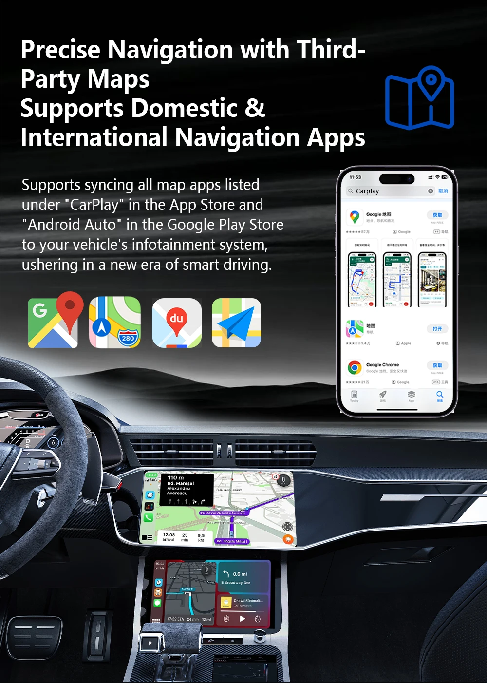 Automatic Connection Wireless CarPlay Adapter - 2 in 1 Plug and Play Smart Box for Cars