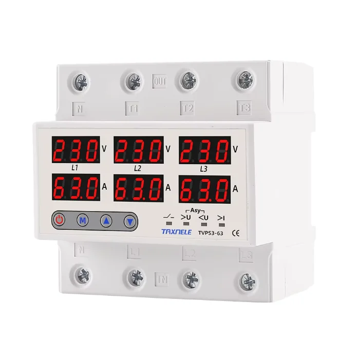 Cheap Three Phase Voltage Protector Din Rail 1-63A 3P Voltmeter Ammeter Adjustable Overvoltage and Undervoltage Protectors