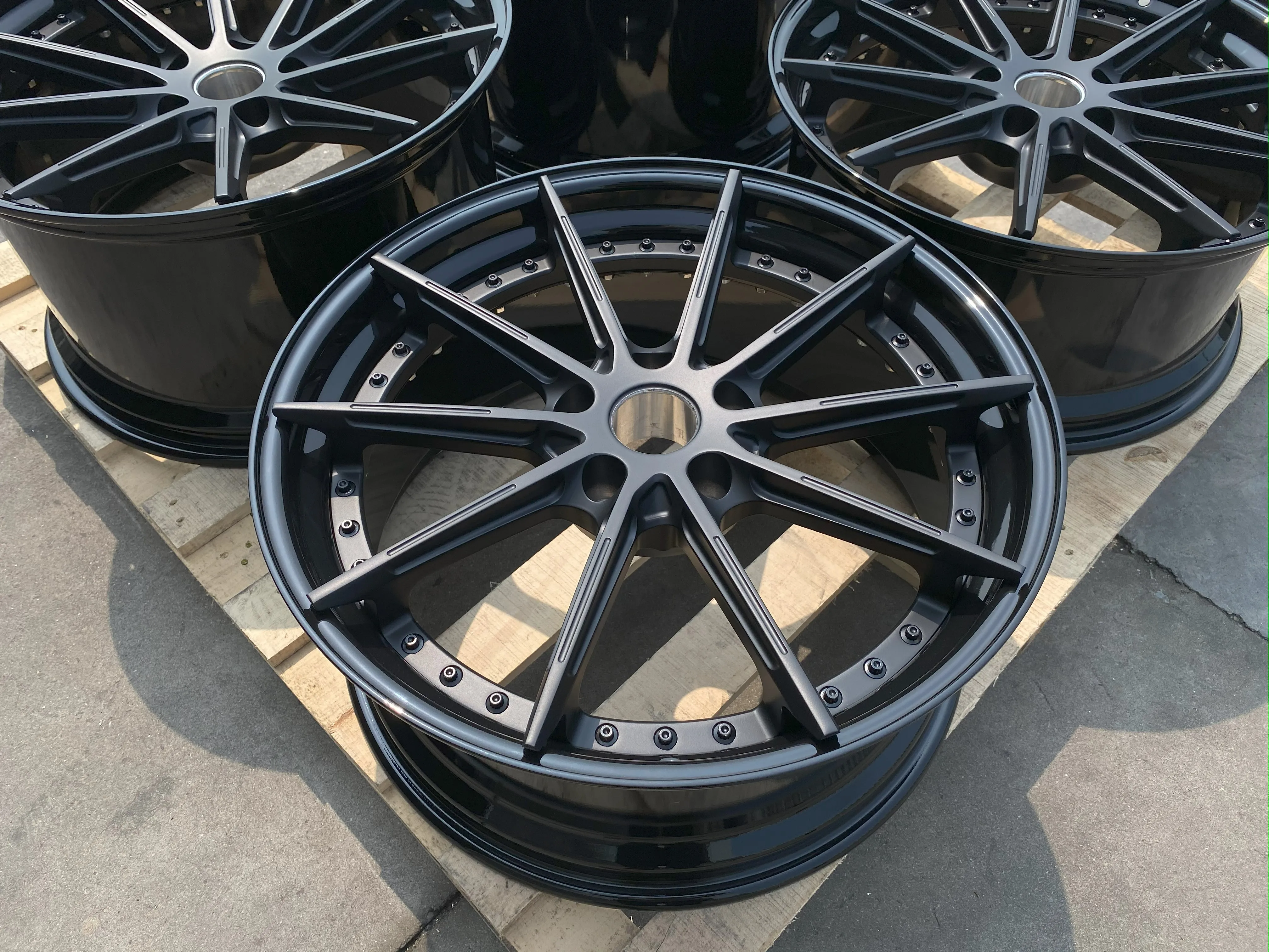 GVICHN Forged 2 piece black aluminum alloy custom wheels 16 17 18 19 20 21 22 23 24 inch 5x112 5x114.3 5x120 rim hub