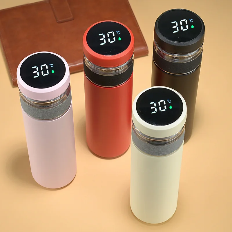 Intelligent 500ml Stainless Steel Vacuum Flask Smart LED Temperature Display Metal Insulation Water Bottle with Filter