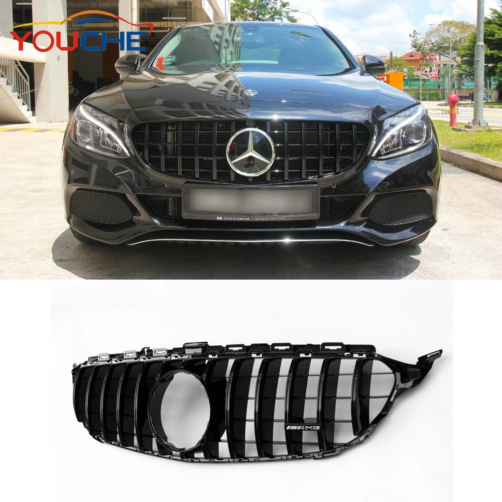 voormalig Publiciteit Mentor W205 Gt R Front Bumper Mesh Grille For 15-18 Mercedes C Class C250 C300  C350 Sport Edition Grill Abs Black Without Camera - Buy W205 Gt Front Grille,Mesh  Hood Grille For Mercedes
