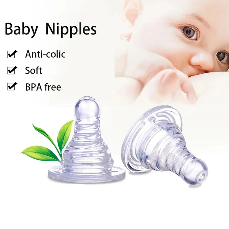 product bpa free silicone baby nipple natural slow flow with slim neck for standard infant use-4
