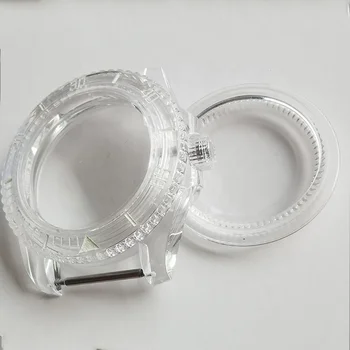 Watch 40mm assembly NH35 NH36 movement acrylic plastic transparent case unidirectional counterclockwise rotating bezel