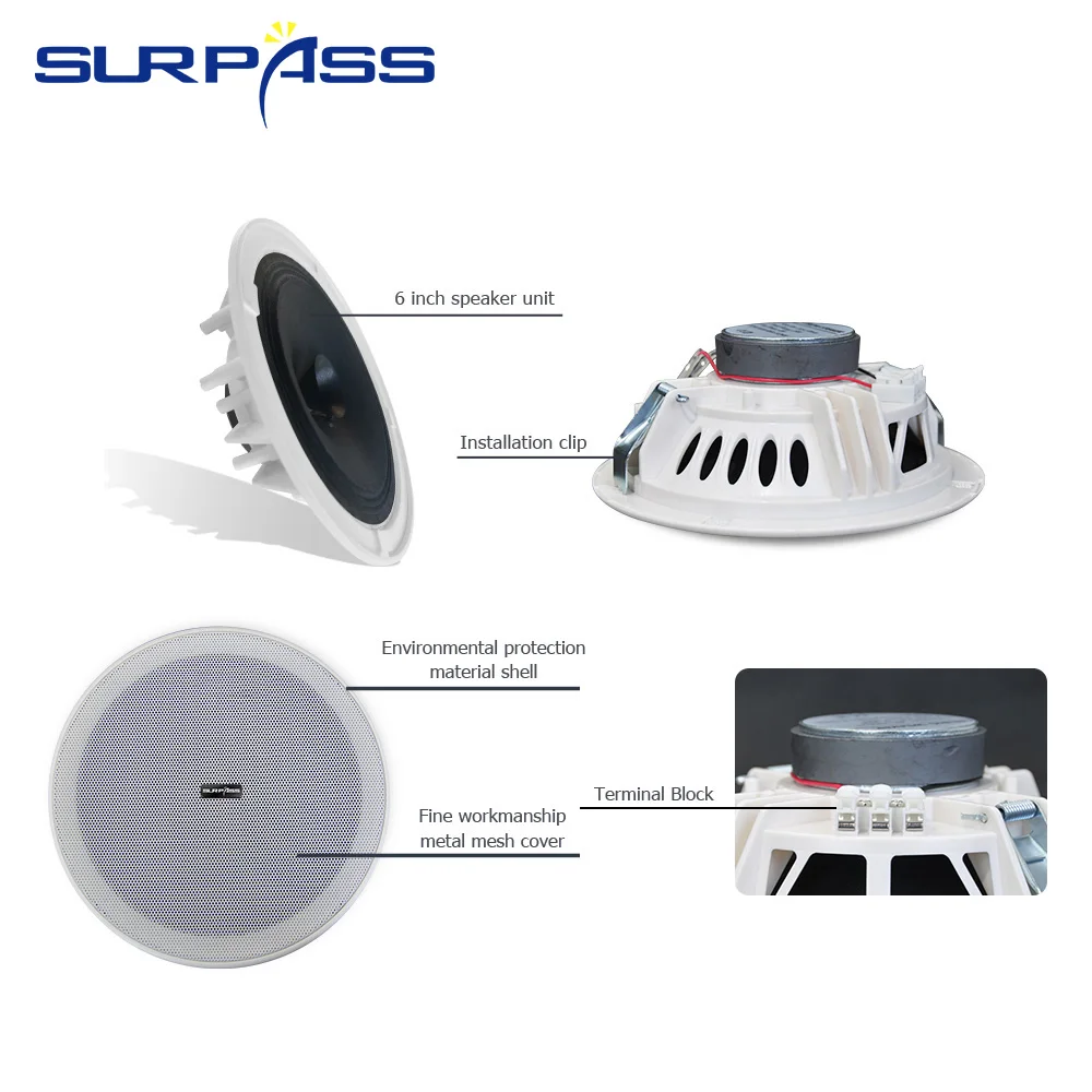 CR615 SURPASS  Surround Sound Speakers System 6inch Ceiling Loudspeakers 8Ohm Roof Speakers