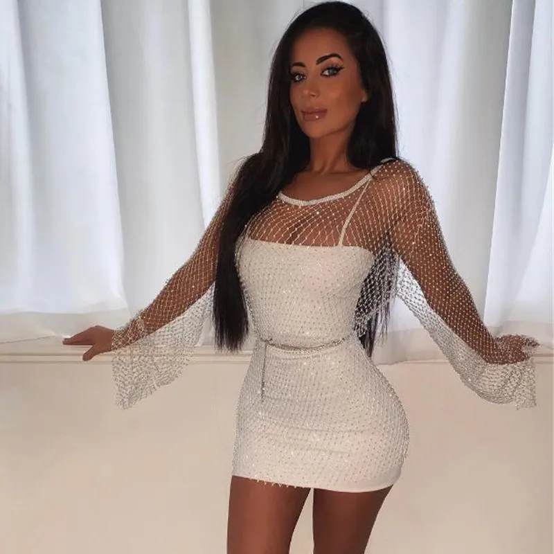 Ebay Hollow Beach Coveralls - Nightclub Sexy Carnival Rhinestone Fishnets  Dress