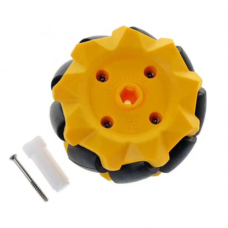 60mm Yellow Mecanum Wheels - 2 Pair Omni-Directional Robot Wheels For DIY STEM Car Projects