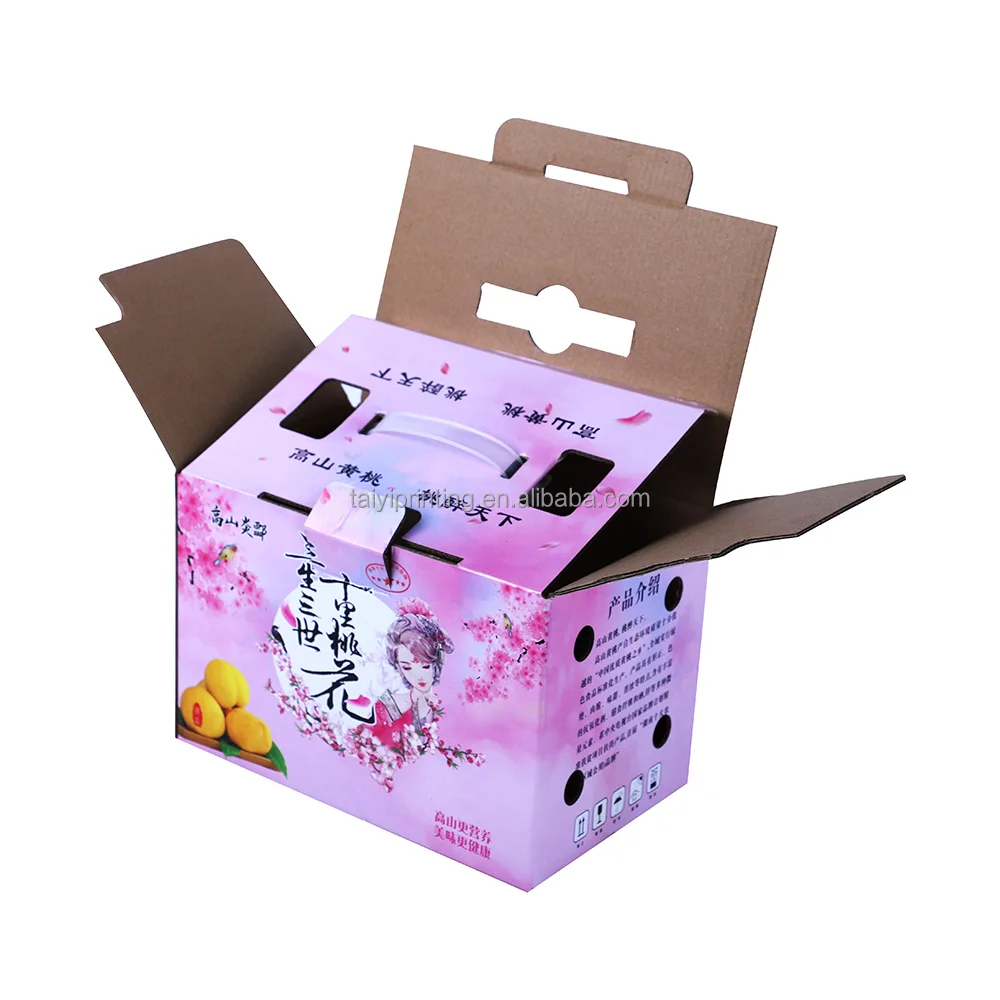 Modern Novel Design Custom Corrugated Cardboard Box With Handle Pink ...