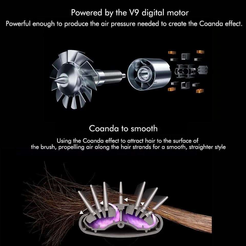 Professional Hair Dryer 6 in 1 Multi Styler Hot Air Brush Hair Dryer Curler Straightener 1000W Brushed Motor Portable  Hair Tool