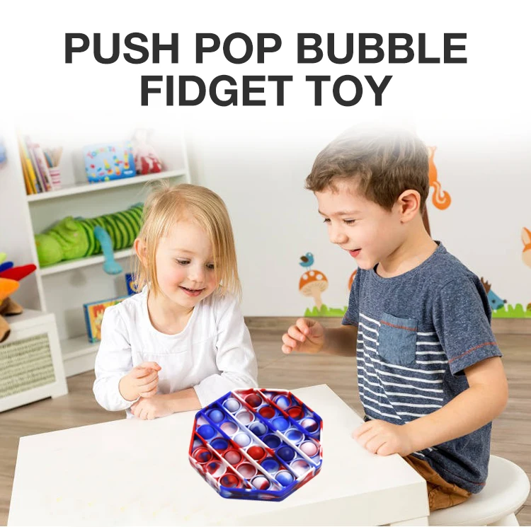 Funny Parent-child Toy Soft Silicone Stress Toys Push Pop Bubble Rainbow Color Fidget Sensory pop fidget Toys