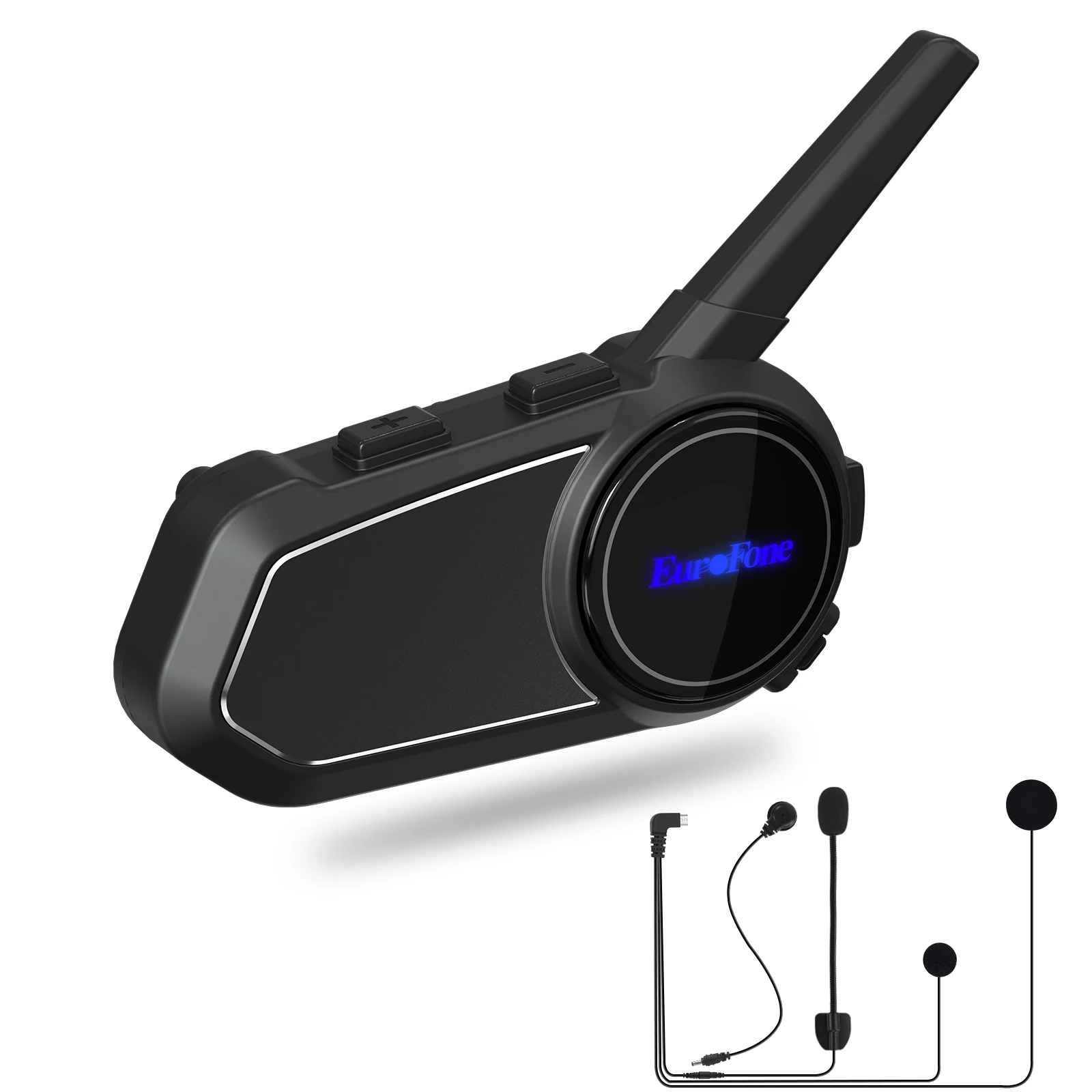 Fodsports FX7 Bluetooth Motorcycle Intercom – 2000mAh Battery, 10-Rider Mesh, Black