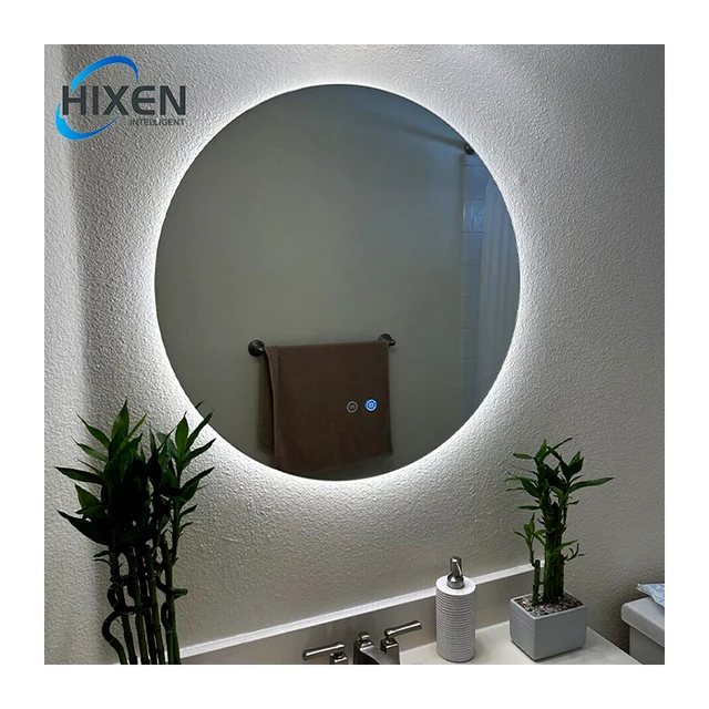 HIXEN diameter 60cm round touch screen 3000K-6000K frameless electric smart led bathroom mirror