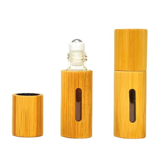 product 1ml 3ml 5ml 10ml bamboo wood rollerball bottle essential oil bottle aroma essences roller perfume bottle with wood cap-30