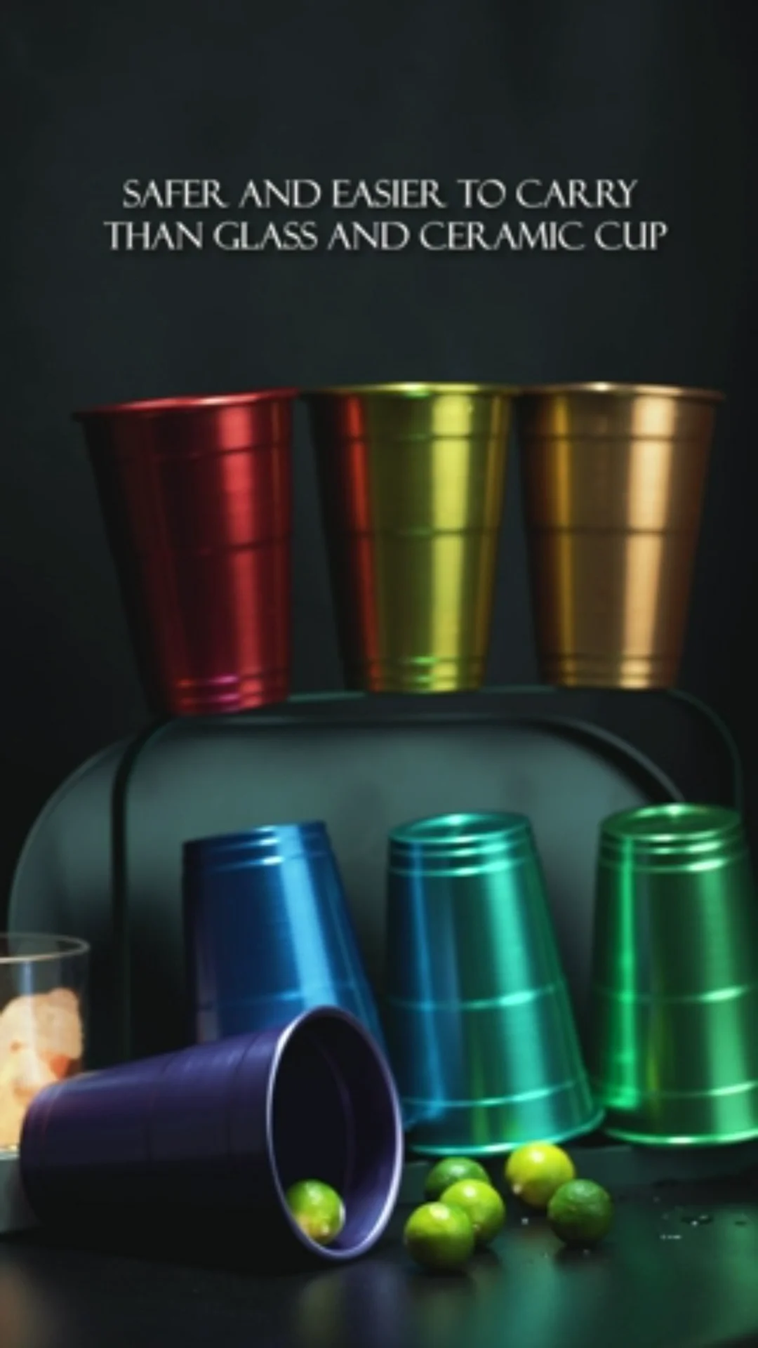 Custom Color Promotional Party Aluminum Drinking Cup Beer Metal Tumbler