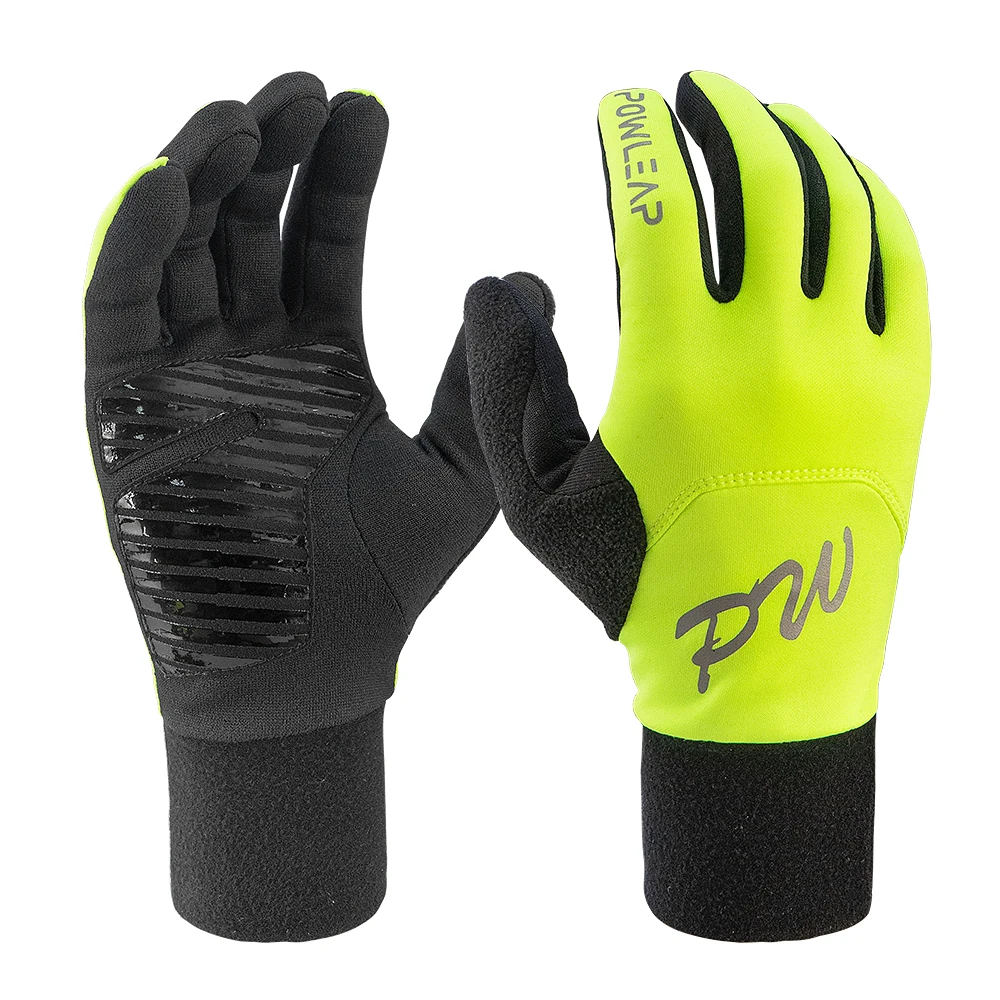 Двойные теплые бархатные уличные спортивные перчатки зимние водонепроницаемые ветрозащитные с отражающим логотипом на