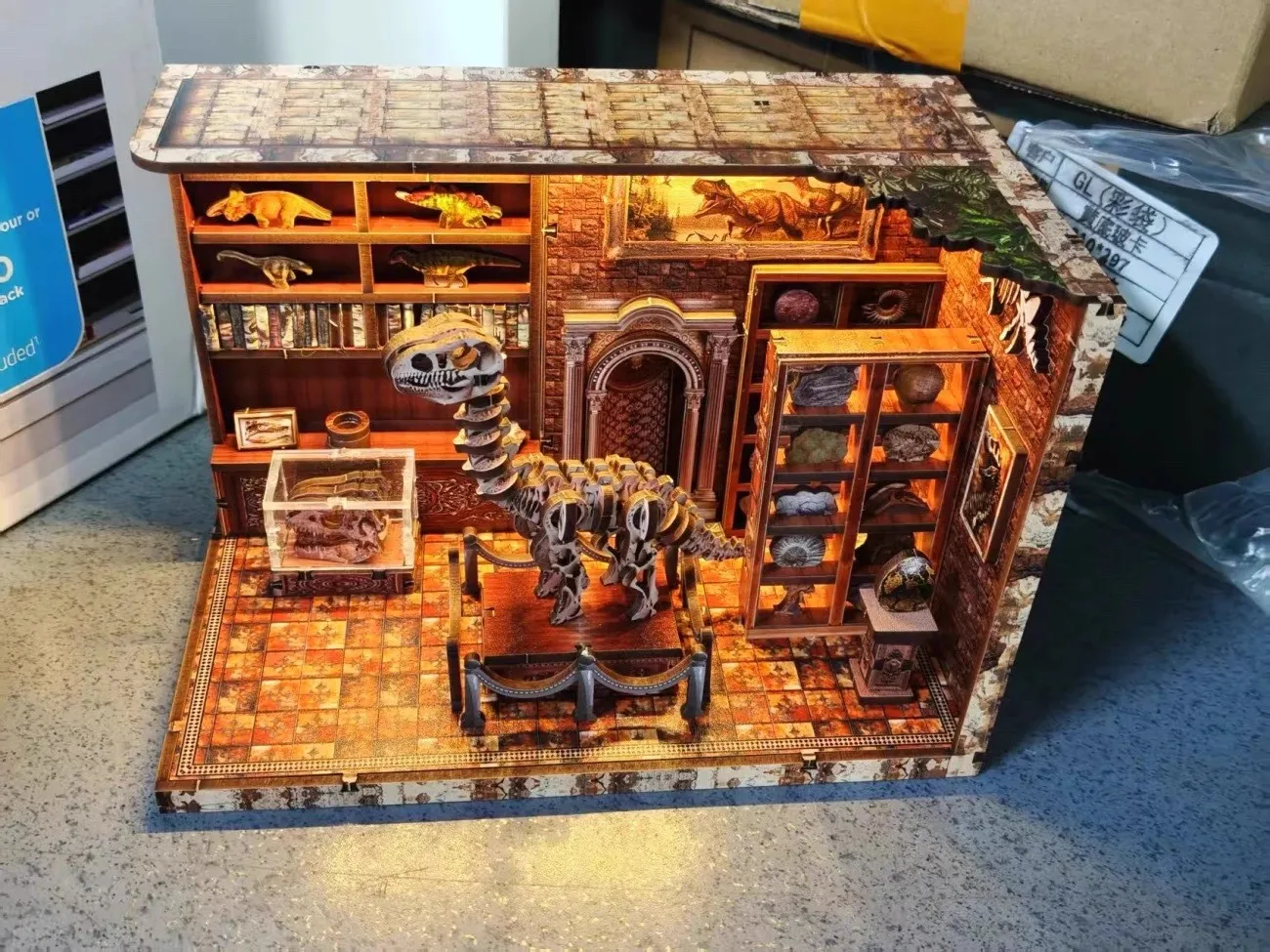 product ce certified dinosaur fossils wooden doll house 3d puzzle book nook eco friendly educational toy-3