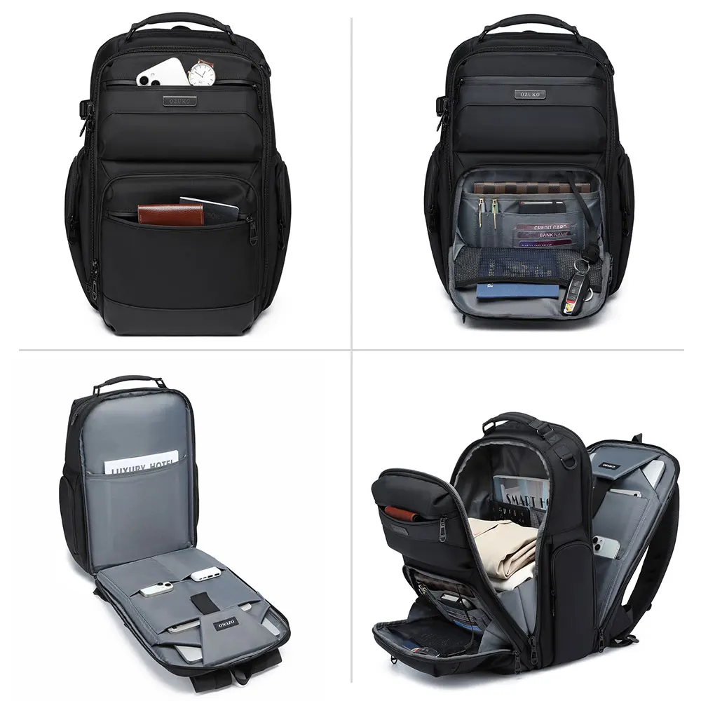 akaso travel laptop backpack Executive 15.6" PU Leather - Black Backpack space is earned, not