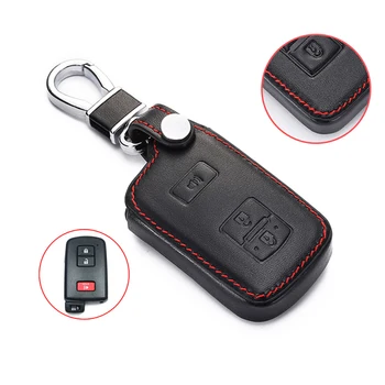 Leather Car Key Cover For Toyota Tacoma Land Cruise 2016 2017 Smart Remote Fobs Shell Protector Case Keychain Bag Auto Accessory
