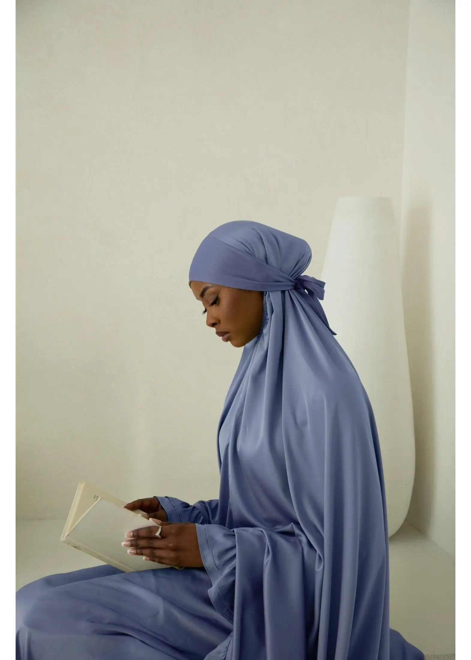 Traditional Custom Two Piece Prayer Sets Satin Ruffles Flare Ramadan Jibab Telekung Islamic Oversized Women's Muslim Clothing