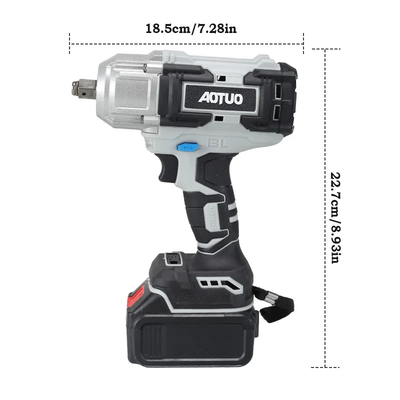 AOTUO Professional Industrial Brushless 21V Cordless Impact Wrench Large Torque 650-700Nm 3/4