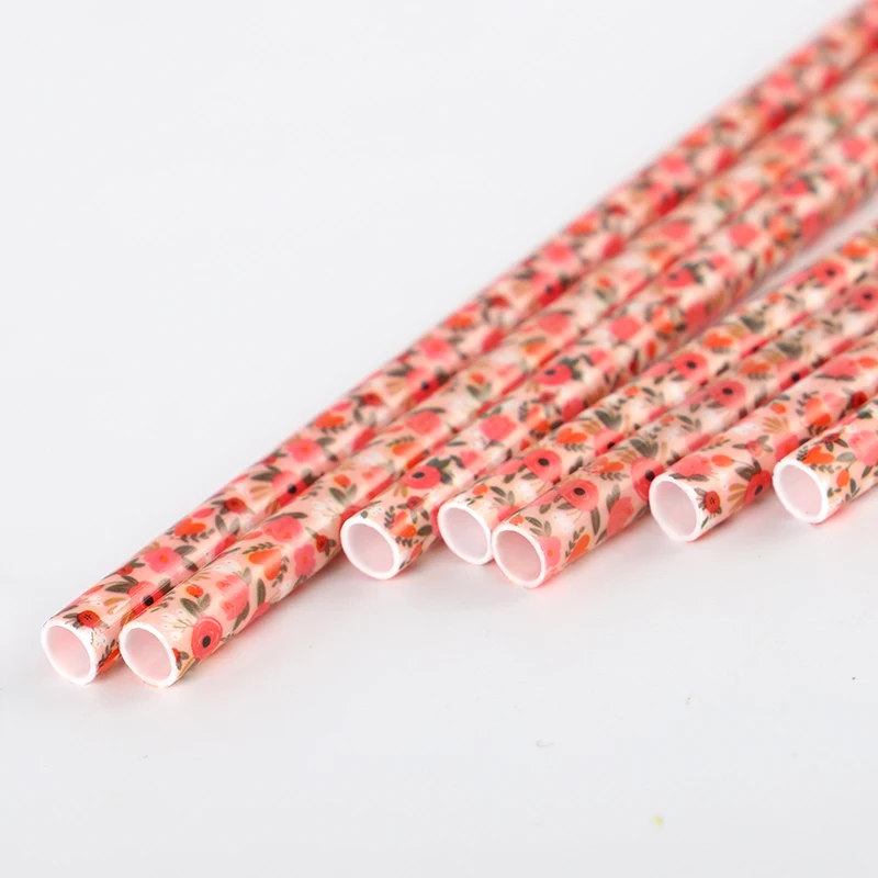 Цветная печатная Питьевая соломинка с индивидуальным дизайном, многоразовая и экологически чистая полипропиленовая твердая пластиковая печатная соломинка