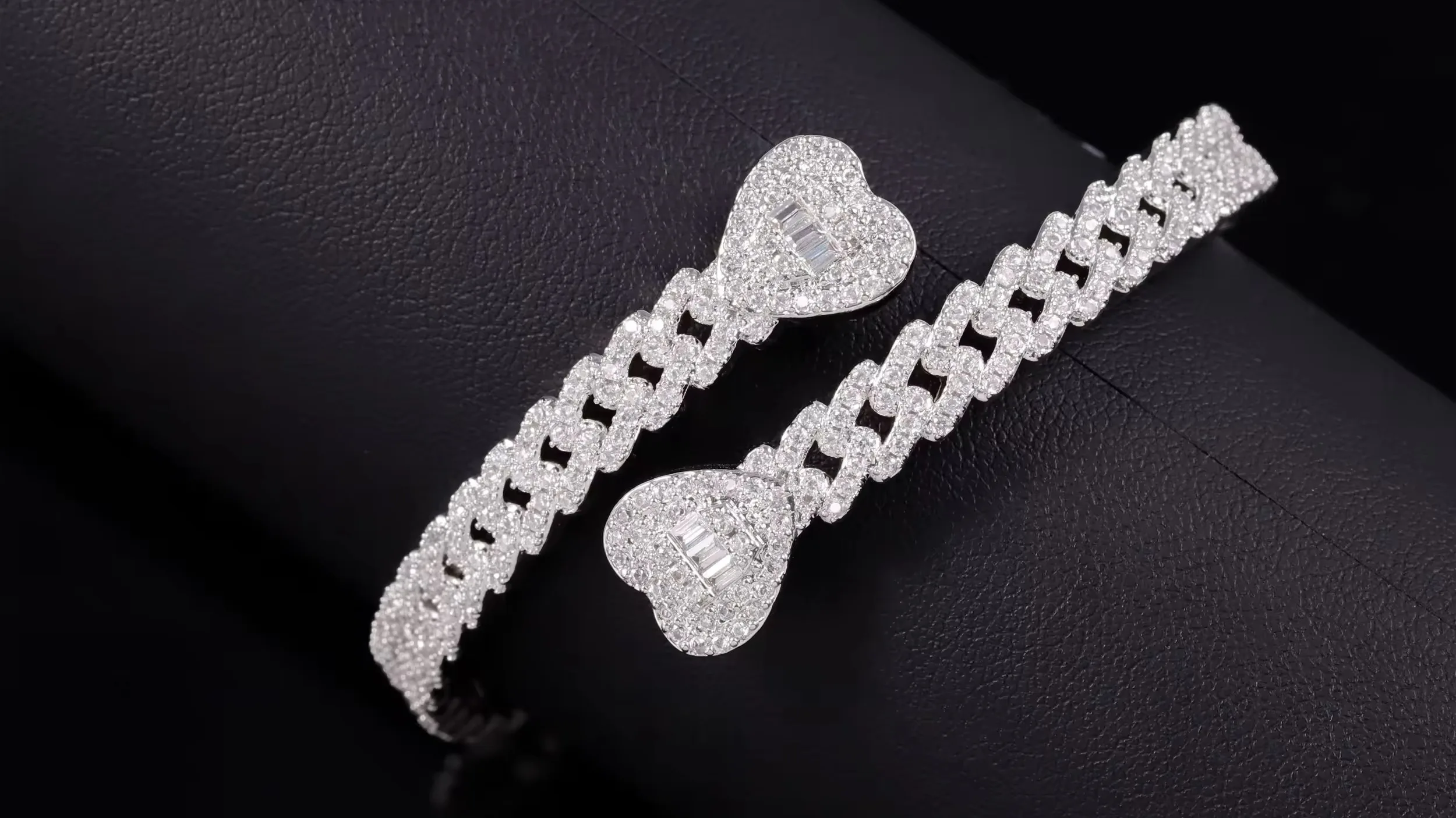 9inch White Finish Baguette CZ Bracelet popular