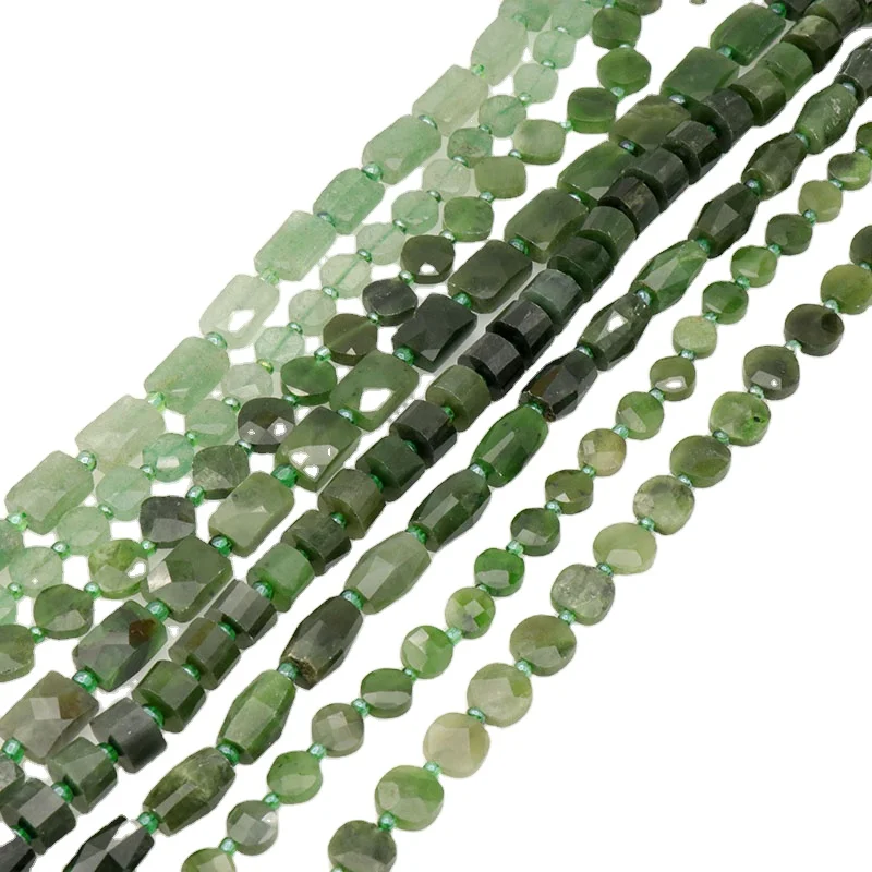 wholesale natural green agate cutting faceted beads diamond