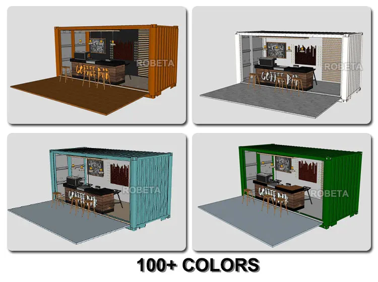 20ft 40ft Folding Container Coffee Shop Restaurant Shipping Container