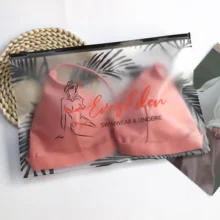 Eco-friendly PVC Frosted Plastic Zipper Bag With Logo Printing For Bikini Swimwear Beachwear Underwear Packaging Pouch