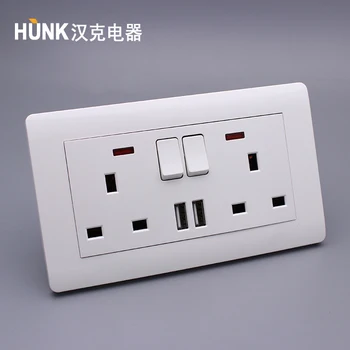 The very popular white colour double  13A switch socket with 2 USB  in Nigeria