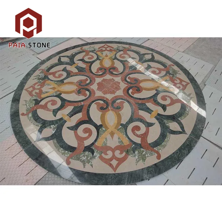 Jubin Medalion Lantai Marmar Waterjet Berbentuk Bulat