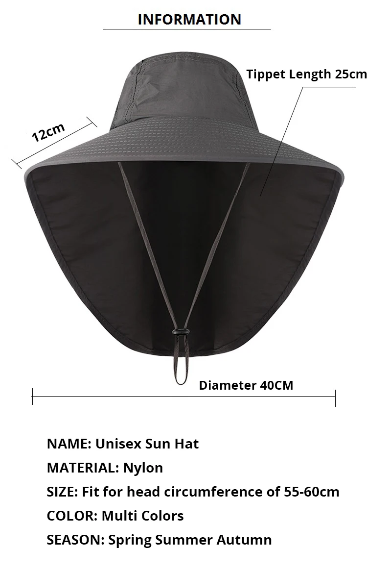 Summer Sun Cap For Women Men Breathable Mesh Bucket Hat With Neck Flap Outdoor Sun Protection Bucket Hat Fishing Hats