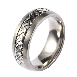 Unisex Braided Chain Inlay Stainless Steel Rings Wedding Band Men Women Silver Steel Jewelry Wedding Rings