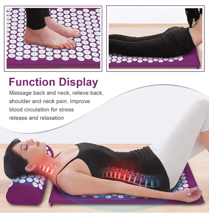 l0094 eco friendly yoga mat massage acupressure mat organic acupuncture foot mat and pillow sets for body health-12
