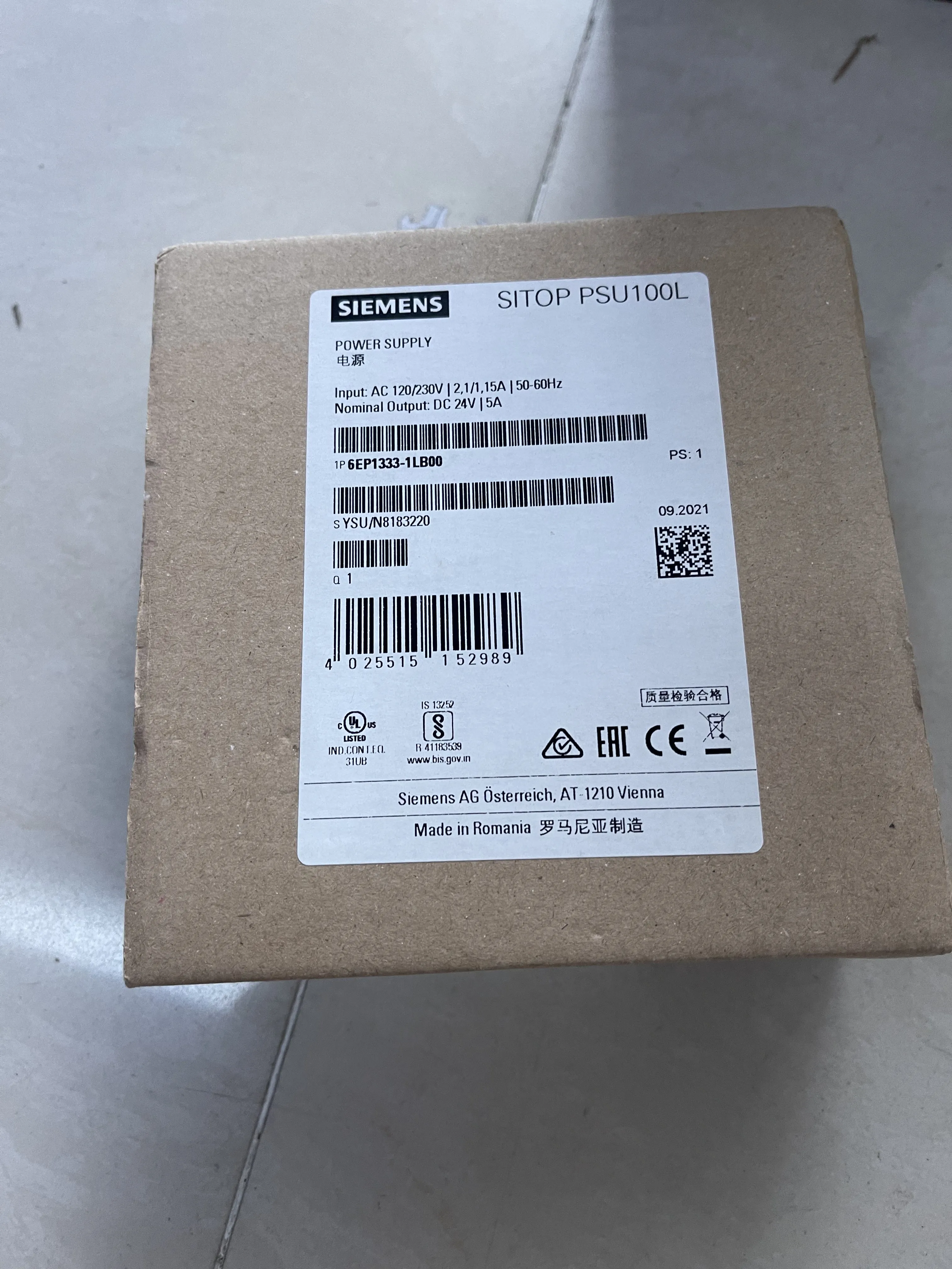 Siemens Power Supply 6EP1333-1LB00 Siemens Power Supply 6EP1333-1LB00