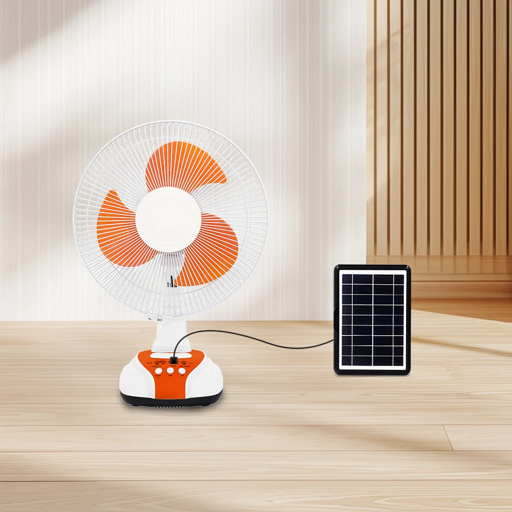 Multifunctional 12-Inch Mini Table Solar Charger Fan with USB Rechargeable Panel 14-Inch & 16-Inch Desks for Car Use