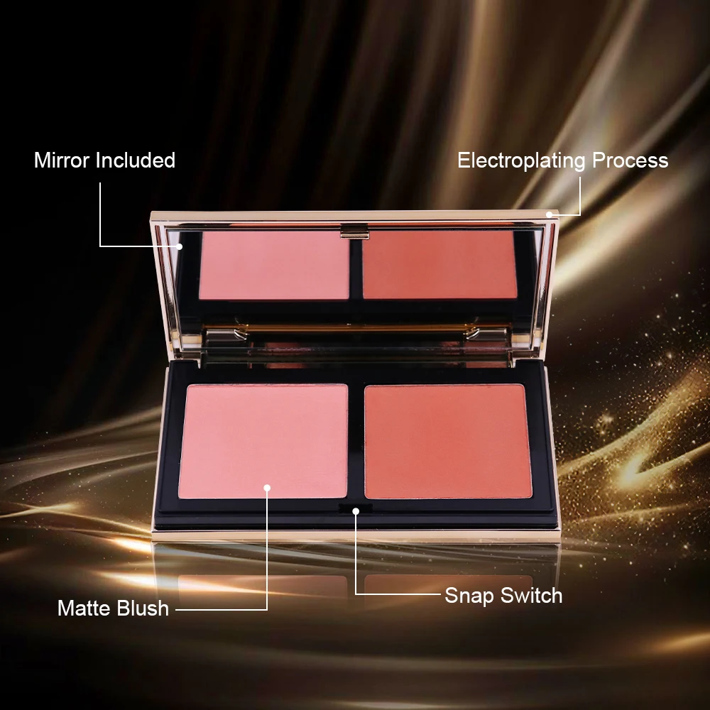 OEM&ODM Fashion Lady Beauty Face 2 Color Powder Blusher Makeup Private Label Double Blush Palette factory