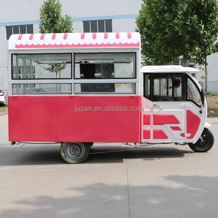 Food Truck With Full Pizza Street Vendor Cart Snack Food Cold Drink