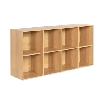 White Oak Wooden 8-Cube Storage Organizer with Closed Back Panel Bookshelf Display Shelf Closet Cabinet for Home Office & School
