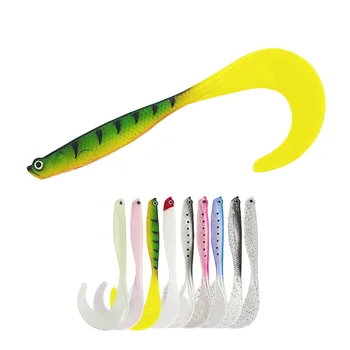 SL083-12cm 7g/pcs High Quality PVC Soft Worm with Growth Tail Swim Bait Fishing Lures for Freshwater Fish Target in Rivers – Soft Lure – view 2