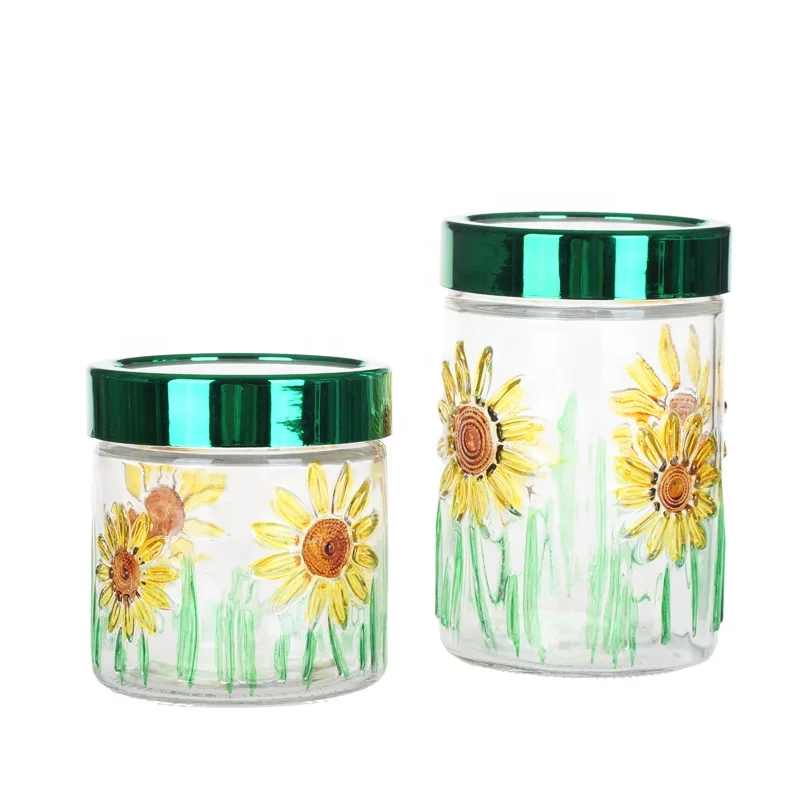 Frasco De Vidrio Pintado A Mano Con Forma De Girasol,Botellas De  Almacenamiento - Buy Frasco De Vidrio De Botellas,Frasco De Vidrio,Girasol  Botella De Vidrio Product on 